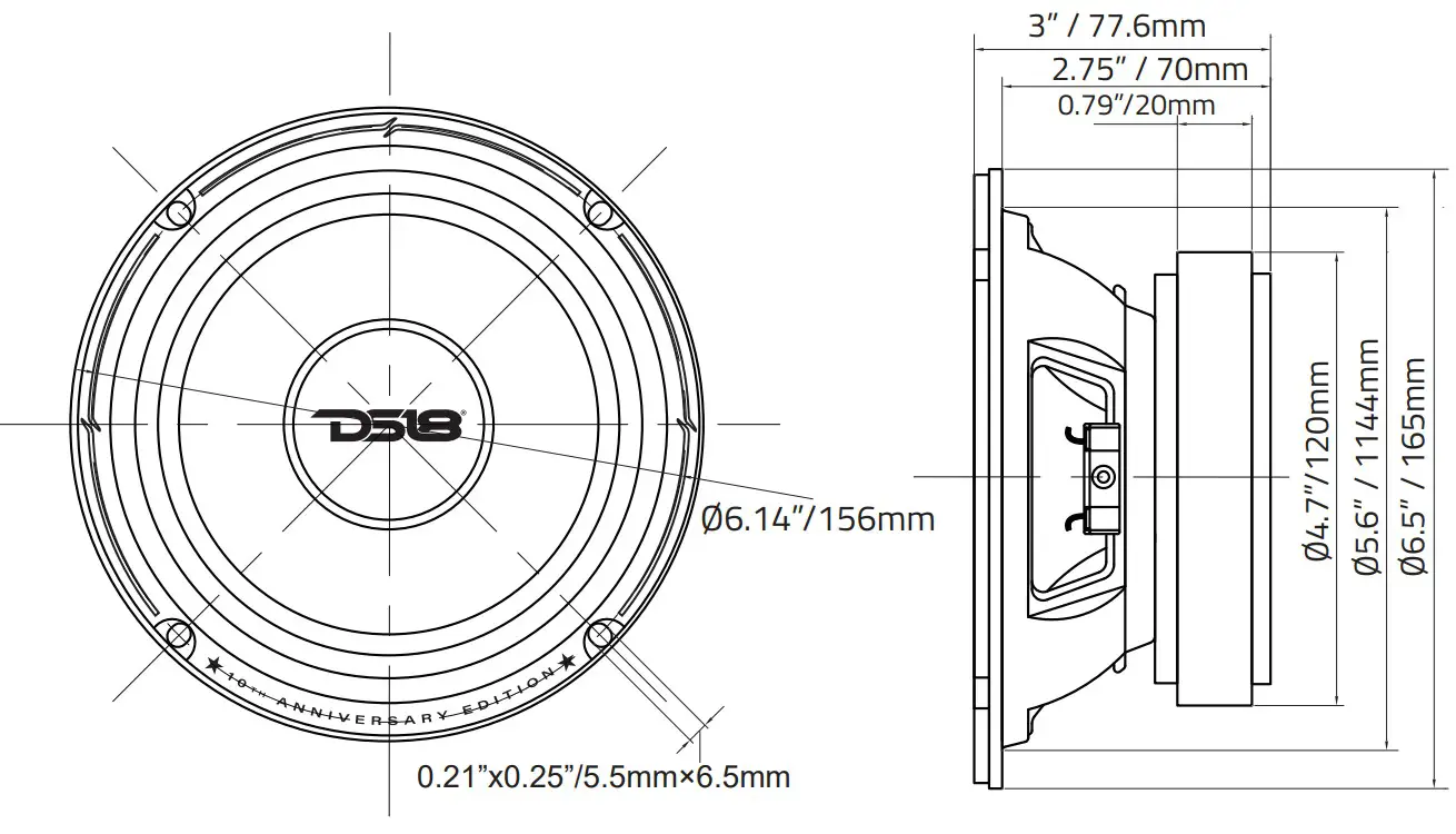 DS18 PRO-68XA 6.5 Inch 10th Anniversary Mid-Bass Loudspeaker - FIG 2