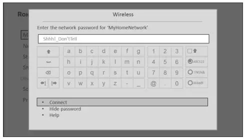 Roku TV™ Version 8.0 - Use the keyboard to enter the network password