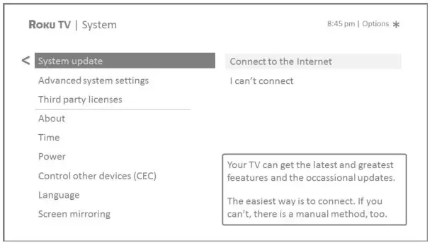 Roku TV Version 8.0 - Getting updates on a non-connected TV