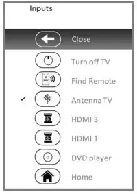 Roku TV Version 8.0 - Inputs menu