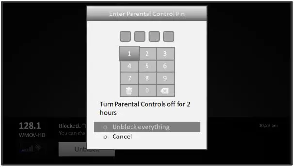 Roku TV Version 8.0 - Press OK to select Unblock and display a PIN pad