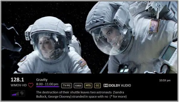Roku TV Version 8.0 - Program information banner