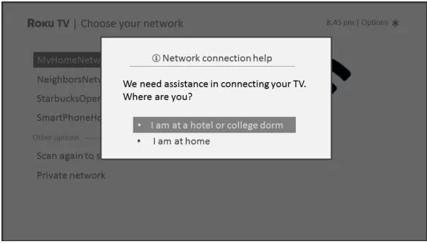 Roku TV Version 8.0 - TV automatically detects that you are connecting to a restricted network
