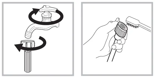 Seik SC 9060AU9FLC Front Load Washer Dryer Combo - Washing the filter in the tap