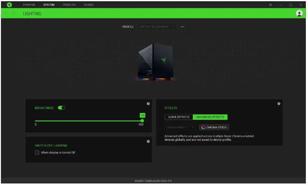 RAZER Tomahawk Mini ITX Metal Gaming Chassis - Lighting