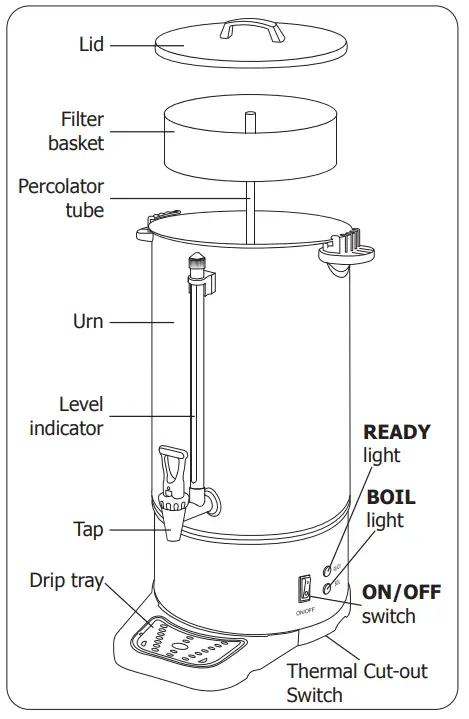 BUFFALO CN295 15 litre Coffee Percolator Urn - figure 1