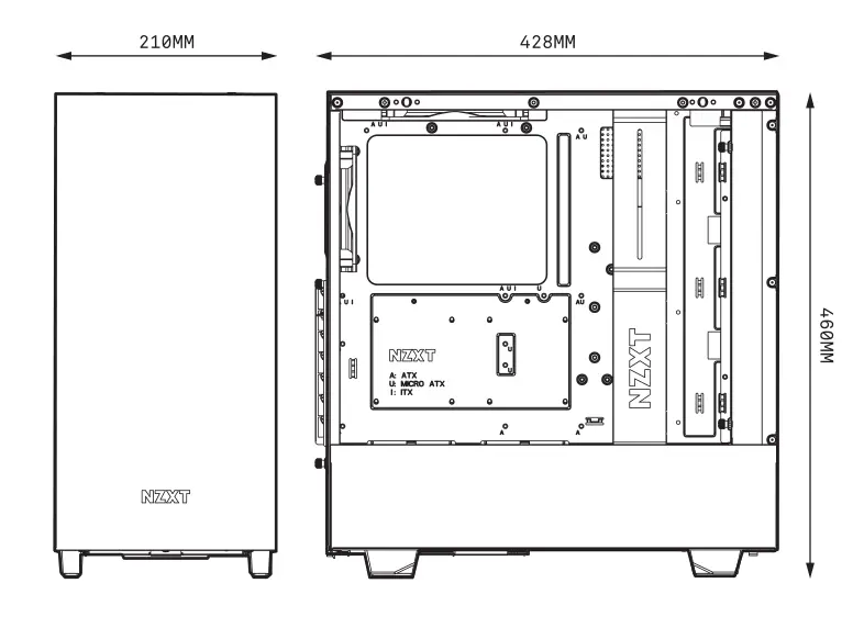 Nzxt Compact Mid-Tower ATX Case [H510, H510i] Clearances and Specifications