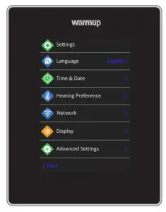 Warmup 6iE WiFi Thermostat - Settings