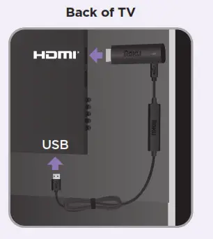 Roku RSS4K Streaming Stick 4K Voice Remote and TV Control- Back of TV