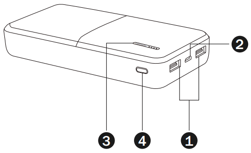 MAGNAVOX MAC6119 Portable Power Bank - Button description