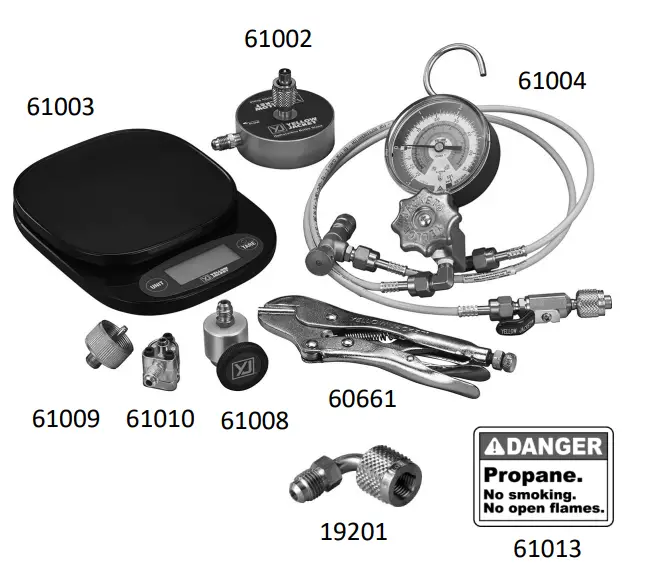 YELLOW JACKET 61001 Hydrocarbon Charging Kit - parts