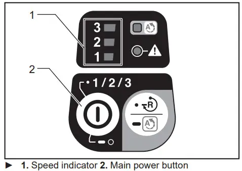 makita GRU01 Cordless Grass Trimmer - power button
