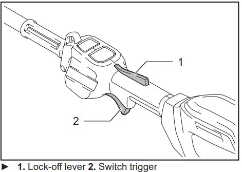 makita GRU01 Cordless Grass Trimmer - trigger