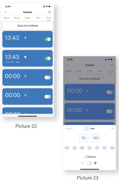KEXU-W-XX Bedroom 65.6ft Smart WiFi and Bluetooth LED Strip Lights User Manual - Picture 22,23