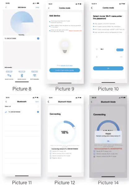 KEXU-W-XX Bedroom 65.6ft Smart WiFi and Bluetooth LED Strip Lights User Manual - Picture 8,9,10,11,12,14