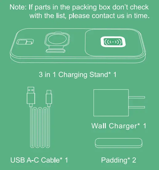 Guangzhoumeiyoujudianzishangwuyouxiangongsi PU-188DBL Wireless Charging Station Instruction Manual - Part List