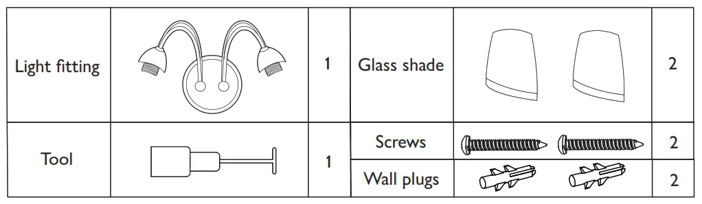 Johan Lewis Mizar 2lt Wall Fitting - Parts List