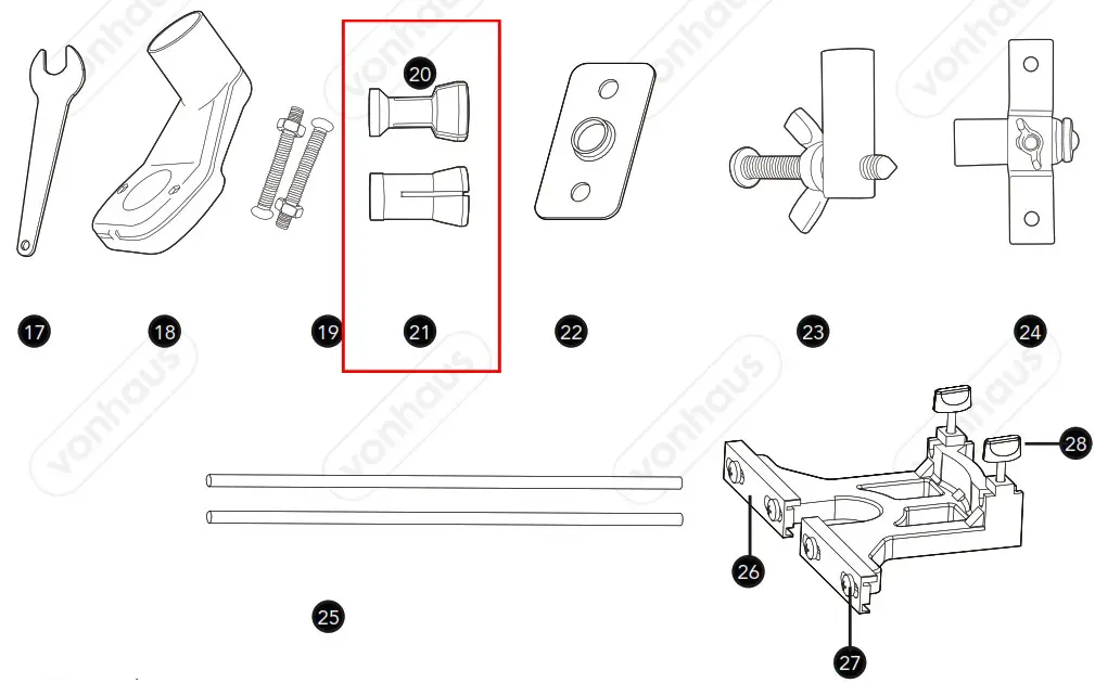 VonHaus 3500019 1600W Heavy Duty Router - ACCESSORIES