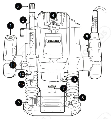 VonHaus 3500019 1600W Heavy Duty Router - SPECIFICATION