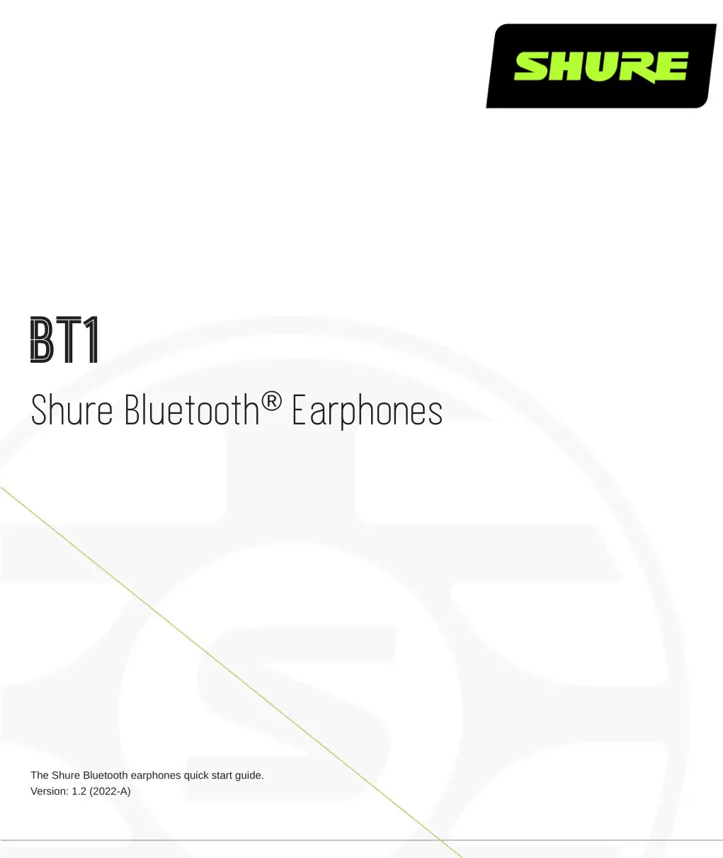 SHURE BT1 Bluetooth Earphones User Guide