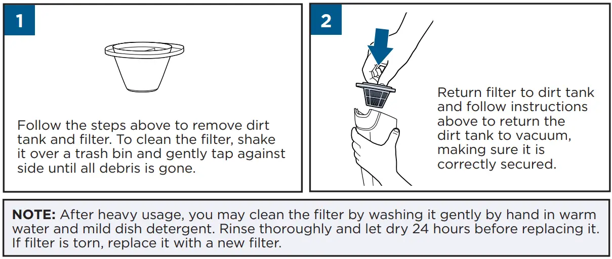 BISSELL 2773 Series Featherweight Powerbrush Stick Vacuum User Manualb - Cleaning the Filter