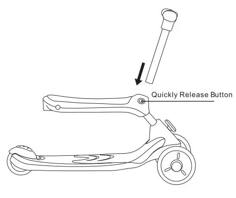 COSTWAY TY328062 Kids Kick Scooter -Install the handle Put the handle into the round hole of the main body until you hear a click