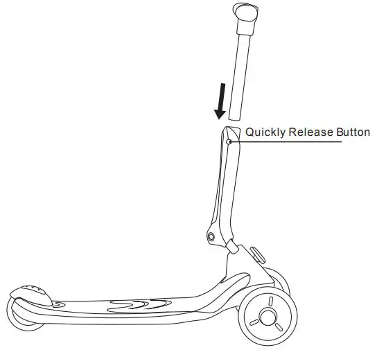 COSTWAY TY328062 Kids Kick Scooter - To release the handle Press and hold the quick release button, and then remove the handle