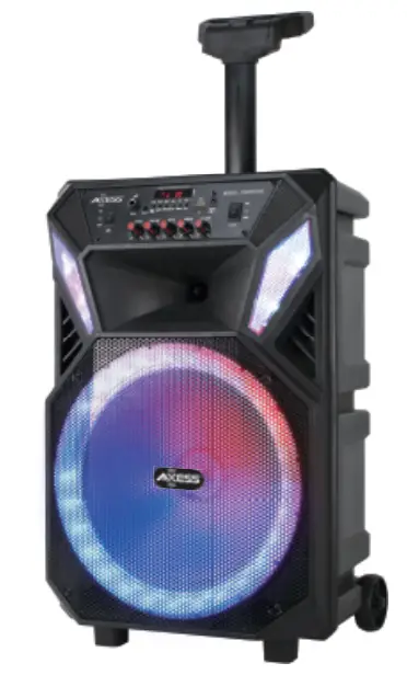AXESS PABT6040 12 Inch Portable LED Trolly Speaker with 1 5 Inch Tweeter-