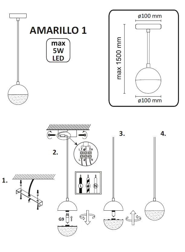 SVET SVETIL SA1230 Amarillo Max 3X5W LED Pole Chandelier FIG 2