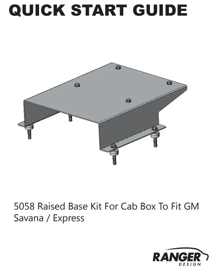 RANGER DESIGN 5058 Raised Base Kit For Cab Box To Fit GM User Guide