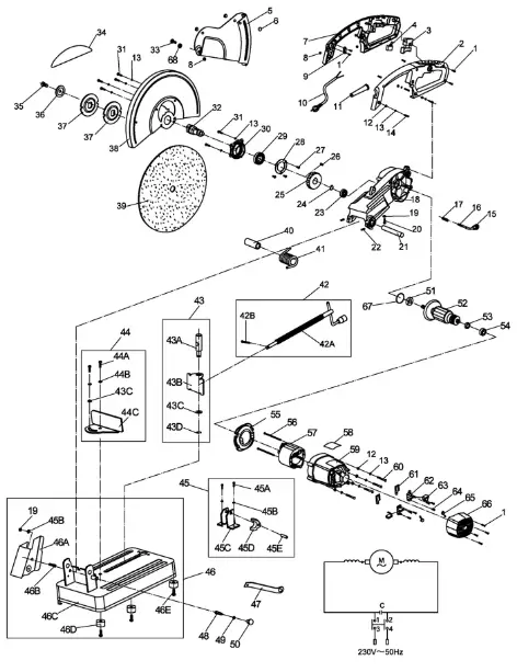 Clarke CCO14D 355MM Abrasive Cut-Off Saw - 12