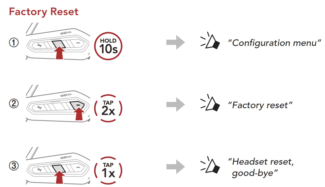 SENA SRL EXT Motorcycle MESH and Bluetooth Communication System- Factory Reset