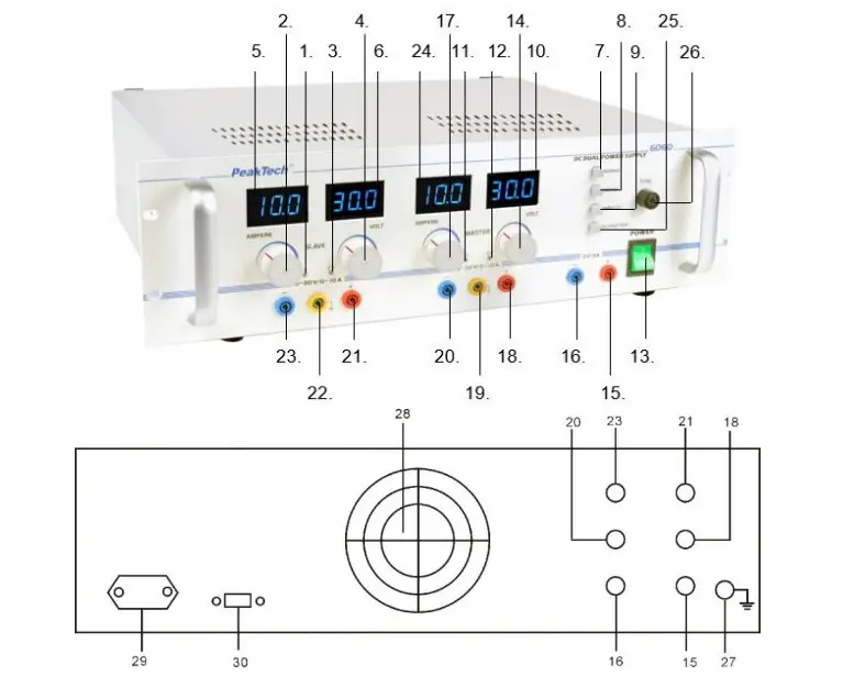 PeakTech 6060 Regulated Double Laboratory Power Supply - Figure 1