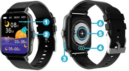 BAUHN Smart Watch with Sleep Tracking User Guide - Parts of the watch