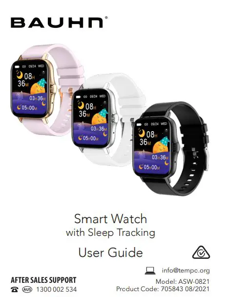 BAUHN Smart Watch with Sleep Tracking User Guide