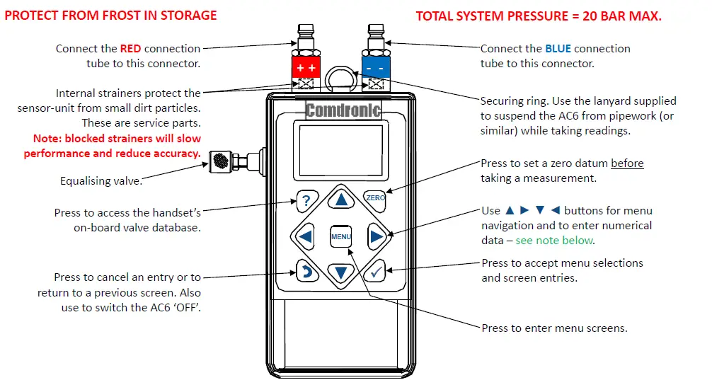 PRESS ANY BUTTON TO SWITCH THE AC6 ‘ON’.
