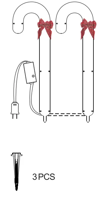 Lowe s 86501LO 3 Pack Incandescent Plug In Candy Cane Christmas Pathway Markers-fig1