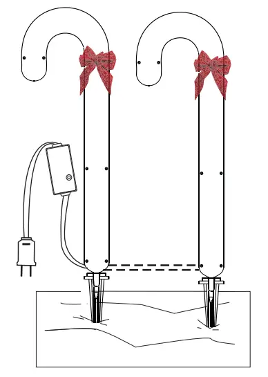Lowe s 86501LO 3 Pack Incandescent Plug In Candy Cane Christmas Pathway Markers-fig4