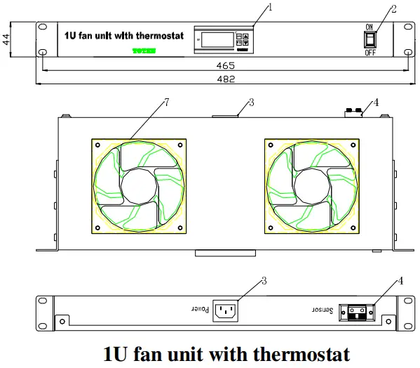 Surface dimension and explanation of each part