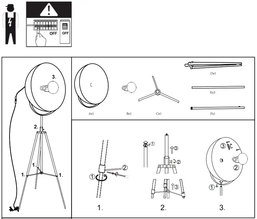 QAZQA 93584 Magna FL 50 Black Gold Floor Lamp - overview 2