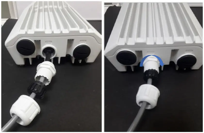 Cambium Networks V5000 Pole Mount Bracket Distribution Unit - Connecting the RJ45 plug