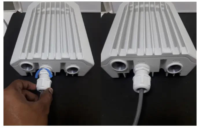 Cambium Networks V5000 Pole Mount Bracket Distribution Unit - Rotating the gland