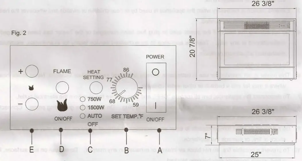 GREYSTONE F2609E 26in. Electric Fireplace - Fig 2