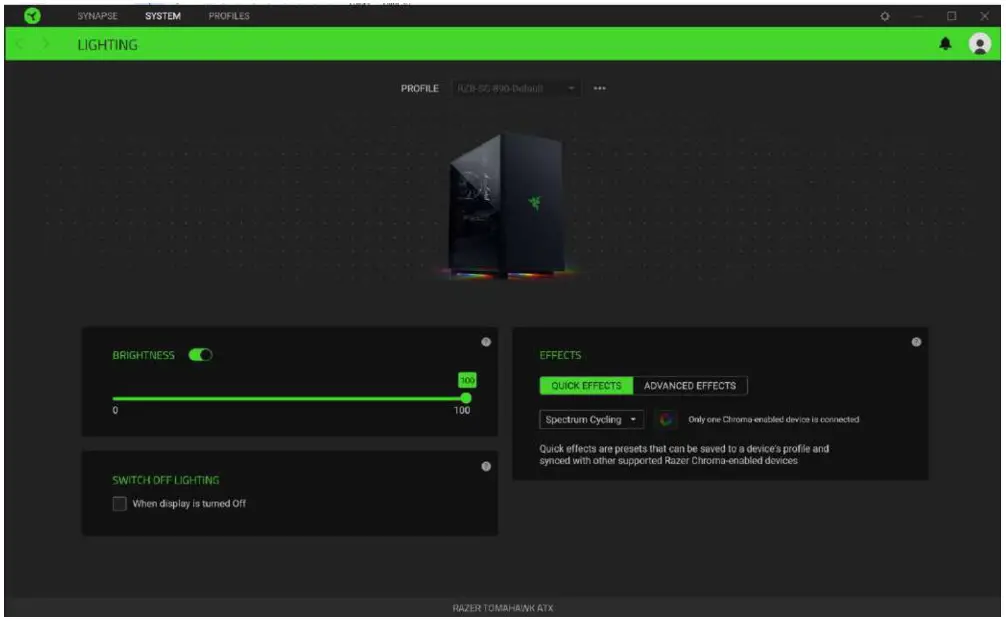 RAZER Tomahawk ATE Mid Tower Metal Gaming Case - Lighting