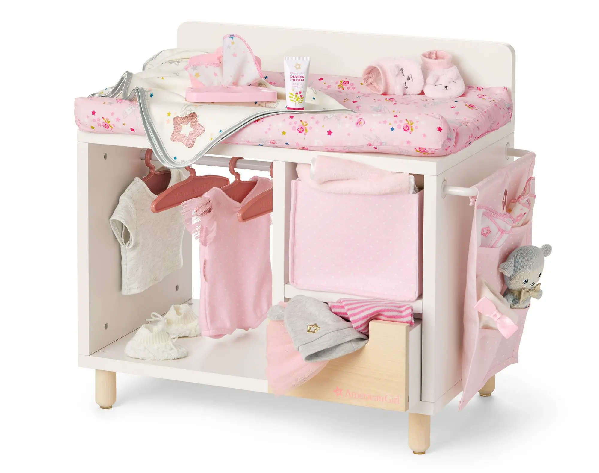 American Girl Dots and Blooms Changing Table with Storage featured