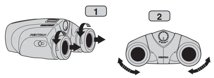 RICOH UP 10x25 and UP 8x25 WP Binoculars Owner's Manual - Installation 1,2