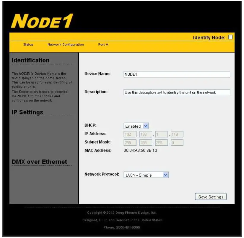 DOUG FLEENOR DESIGN NODE1 A Single Port NODE Ethernet to DMX Interface - Network