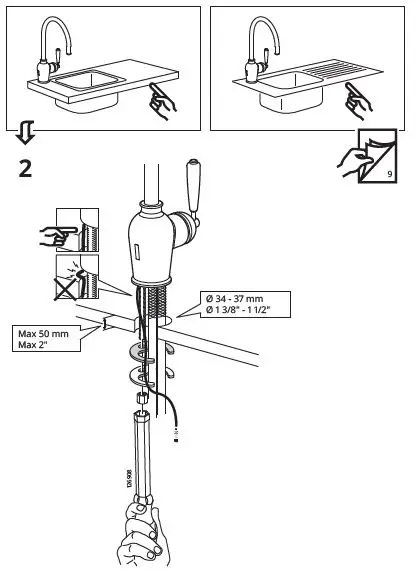IKEA 303.419.03 INSJÖN Kitchen Mixer Tap with Sensor Instruction Fig5