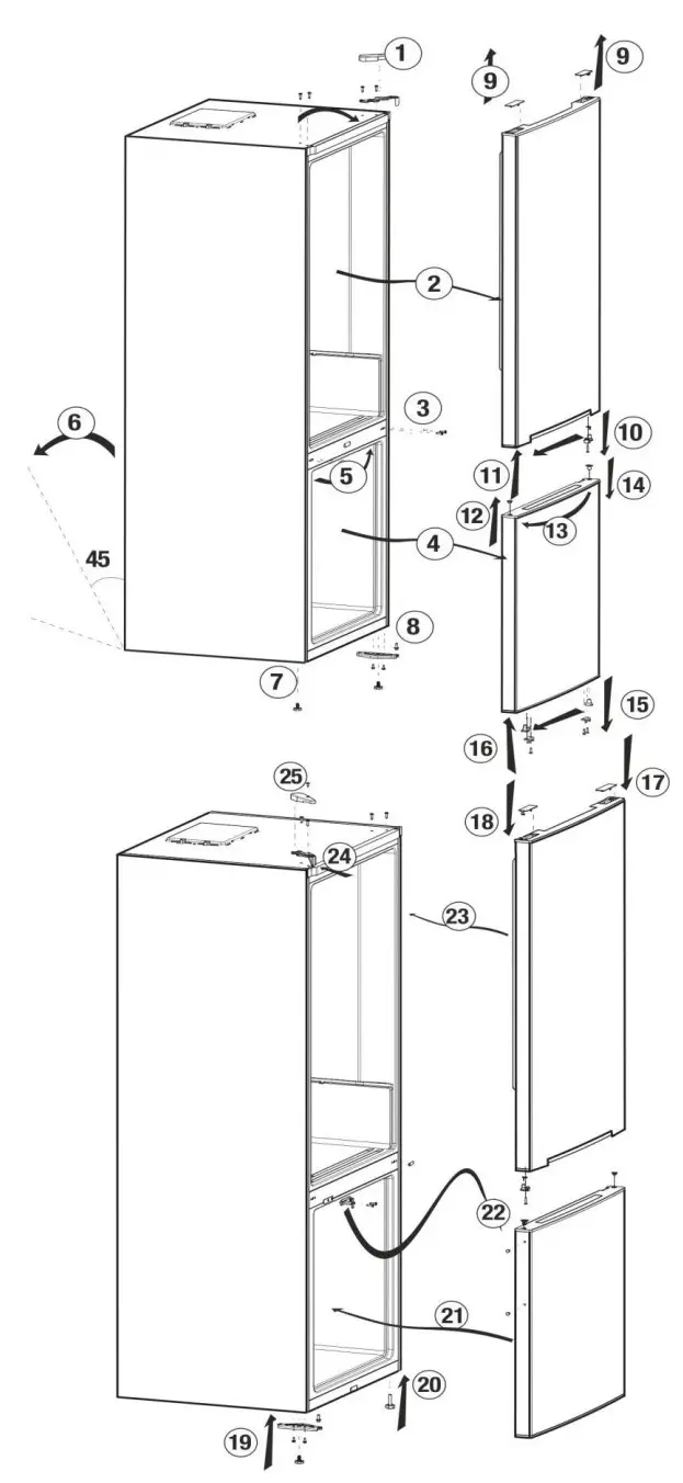 beko RCNA406I40WN Refrigerator and Freezer - Reversing