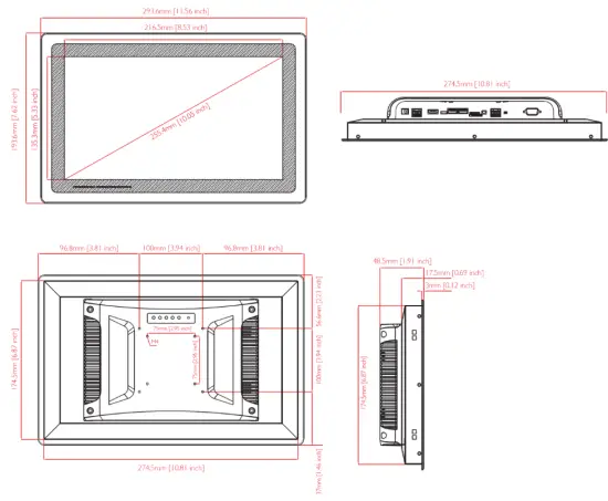 innon TPC156 A100 15 6 Inch Touch Pane - Drawings